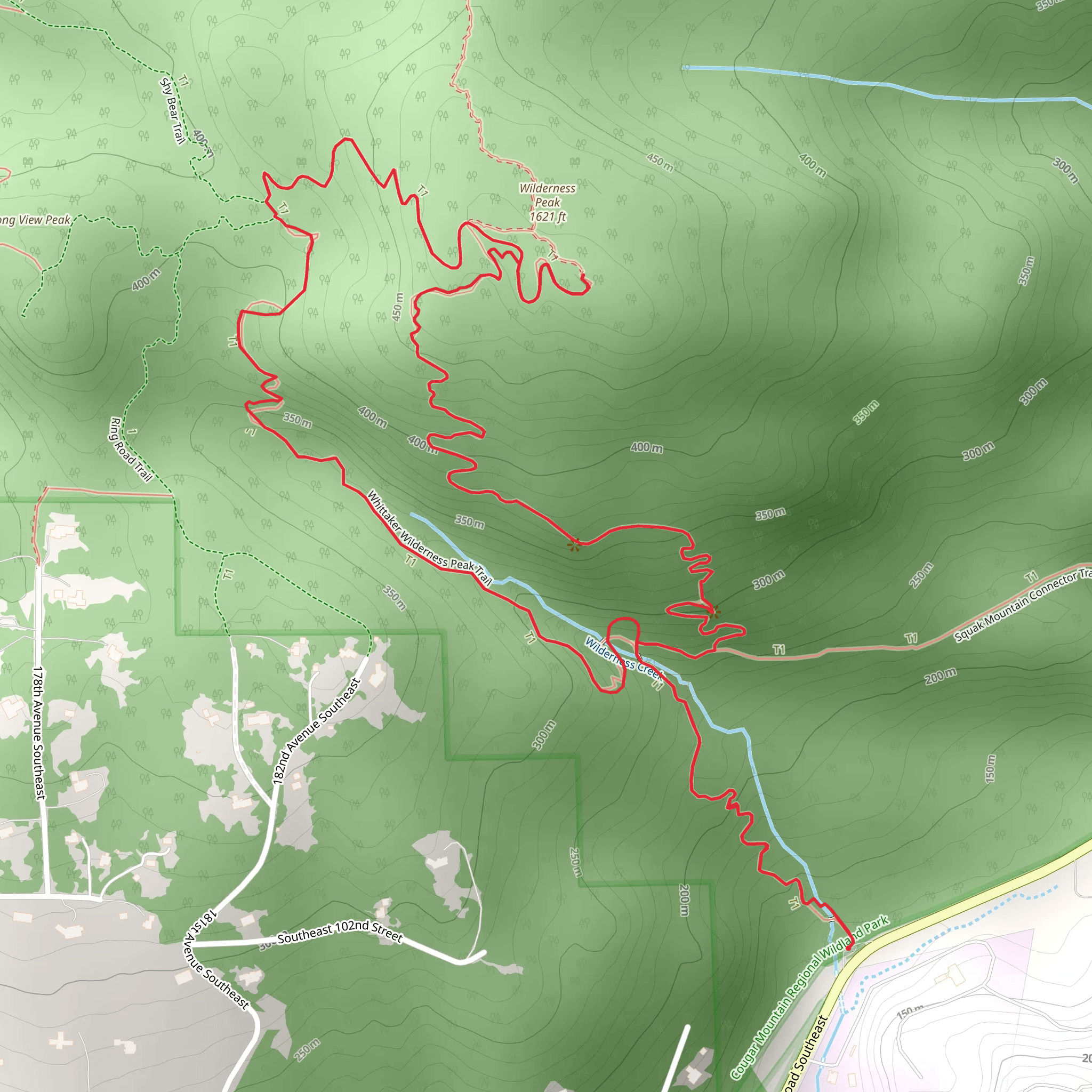 Whittaker Wilderness Peak and Wilderness Cliffs Loop Trail mobile static map