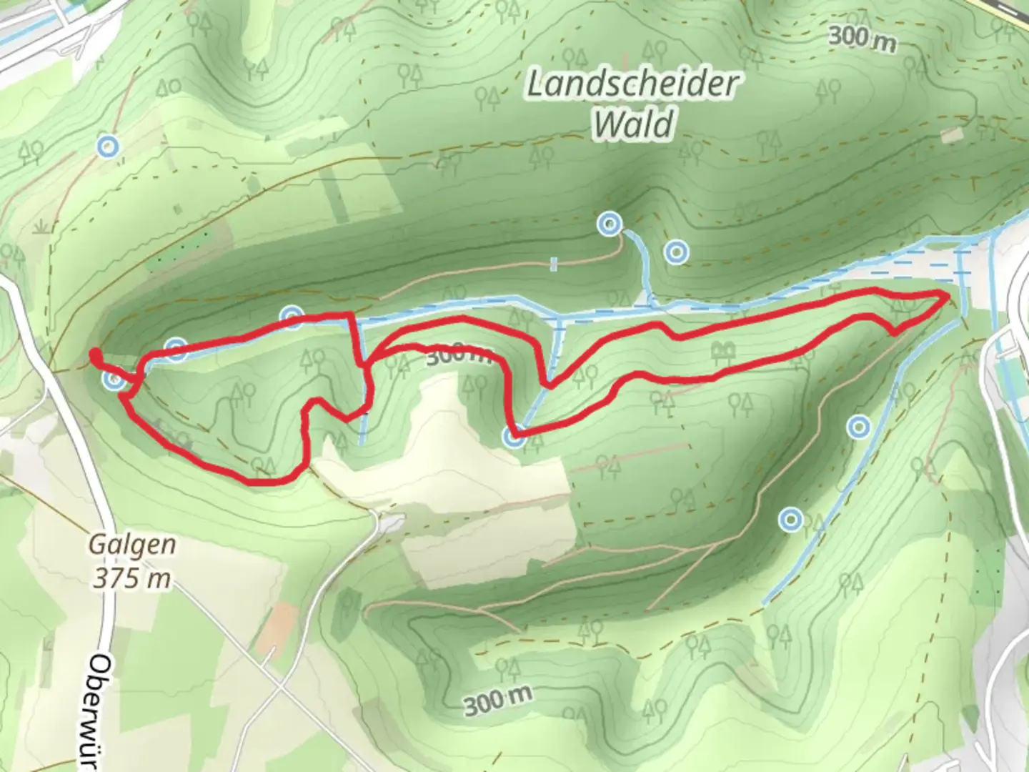 An image depicting the trail Naturlehpfad Obertal Loop and its surrounding area.
