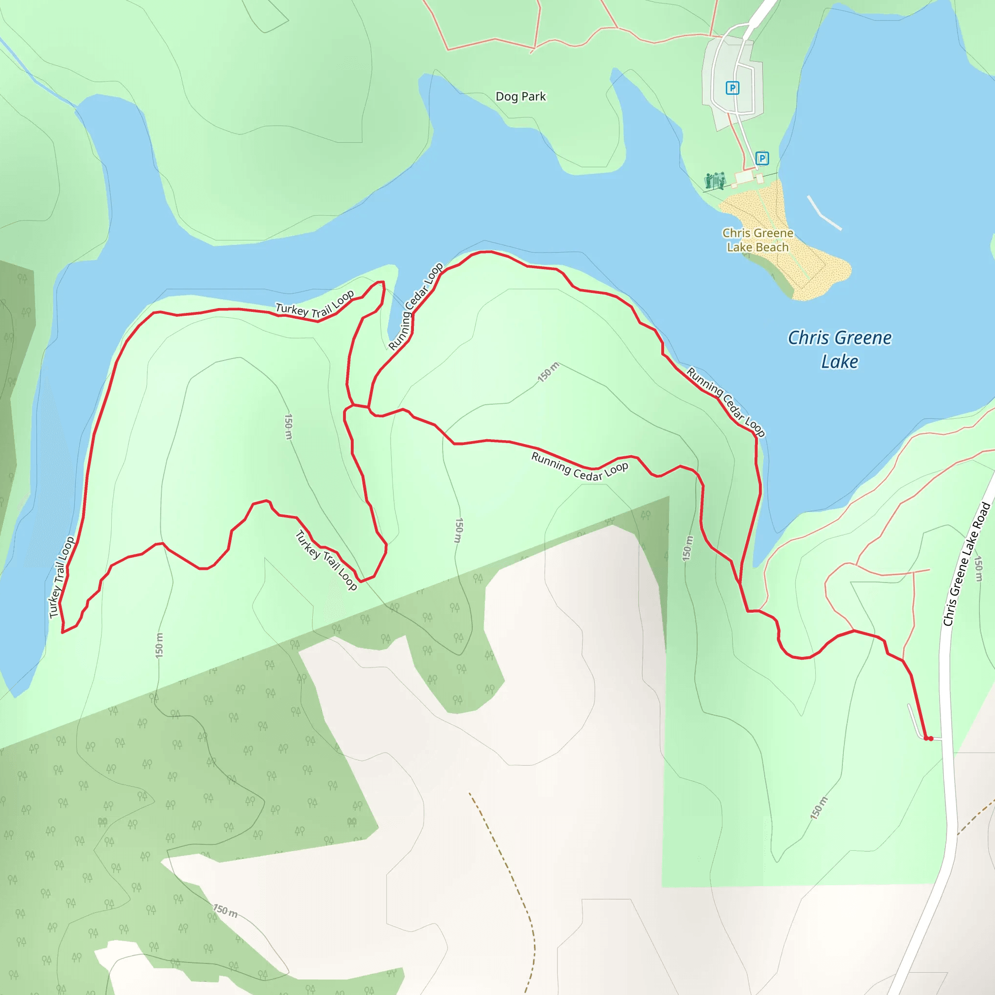 Running Cedar and Turkey Trail Loop mobile static map