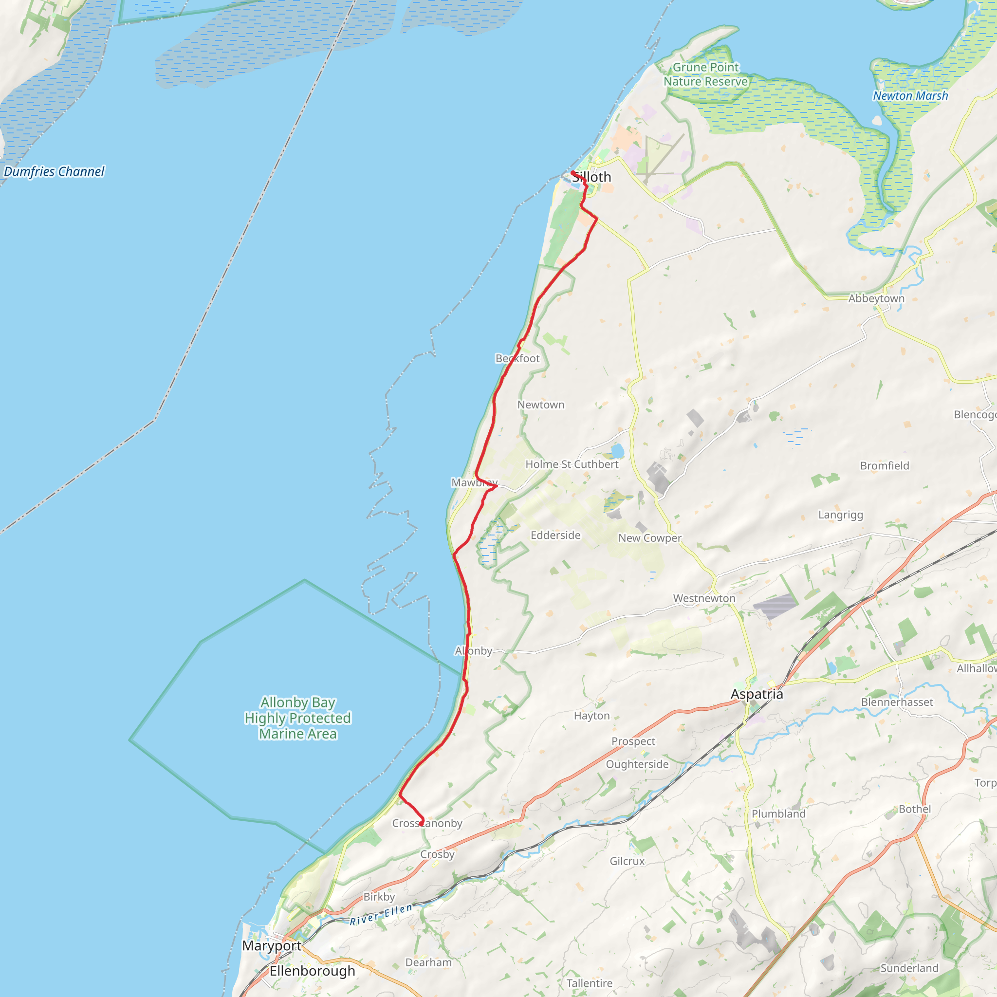 Silloth to Crosscanonby Walk mobile static map