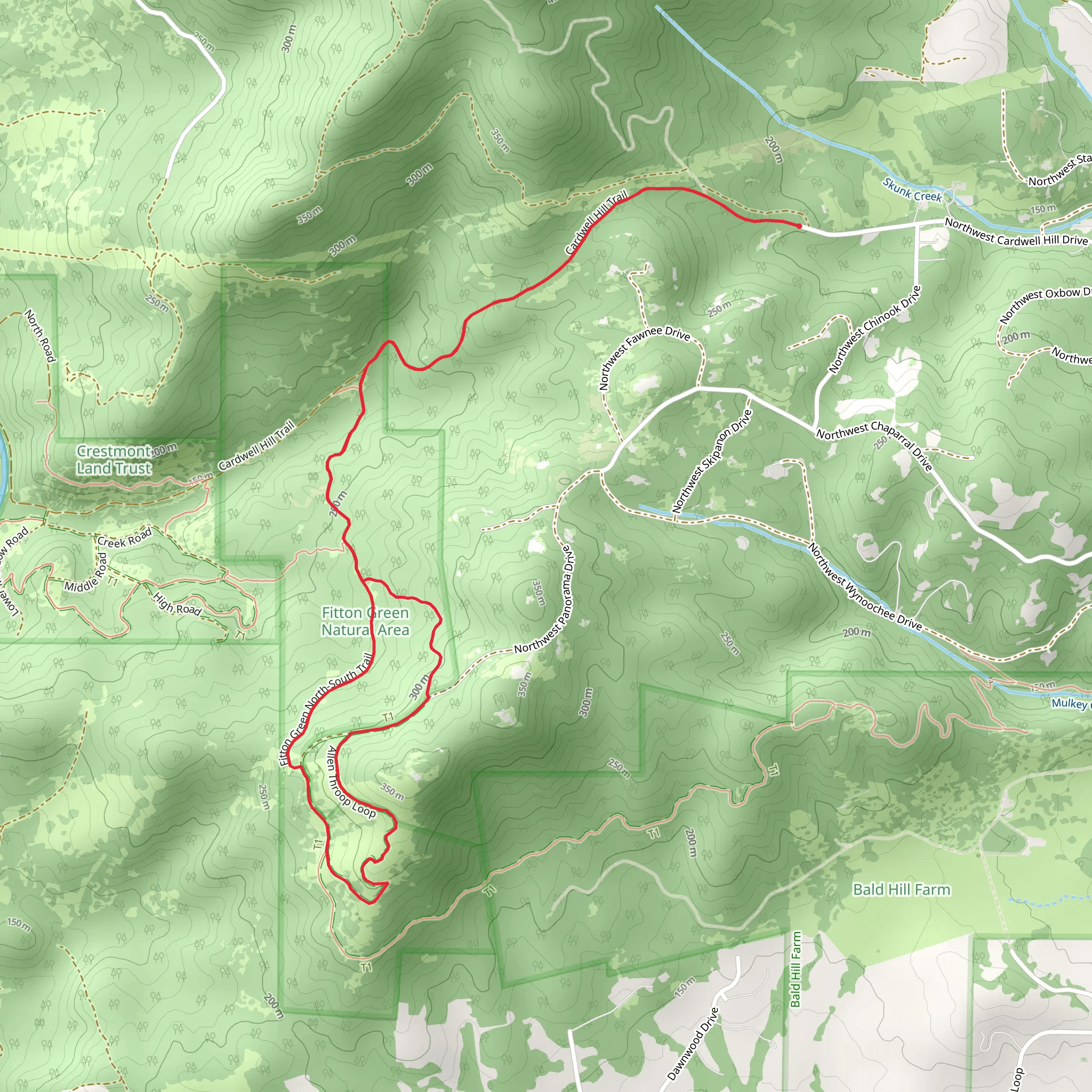 Allen Throop Loop via Cardwell Hill Trail mobile static map
