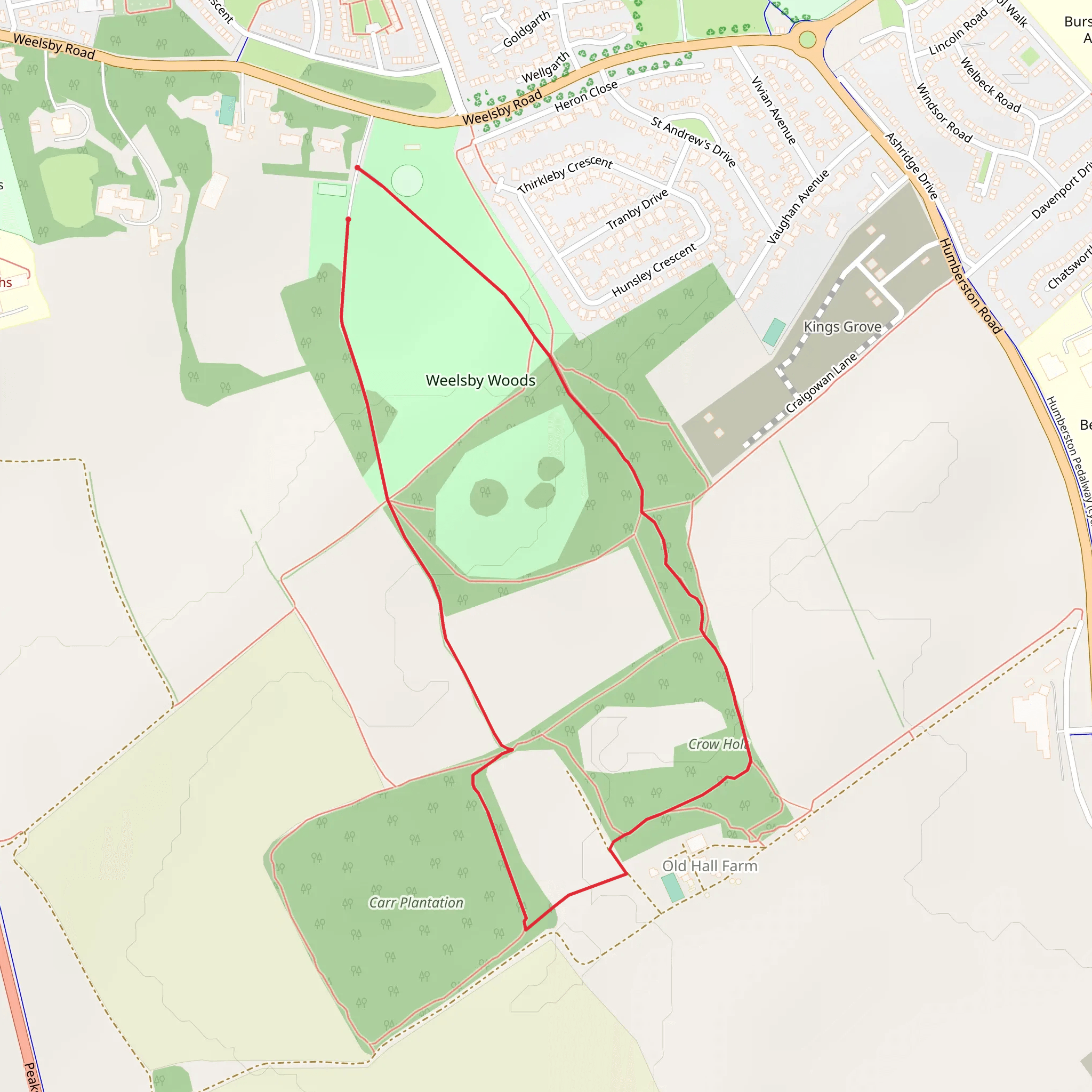 Weelsby Woods Loop mobile static map