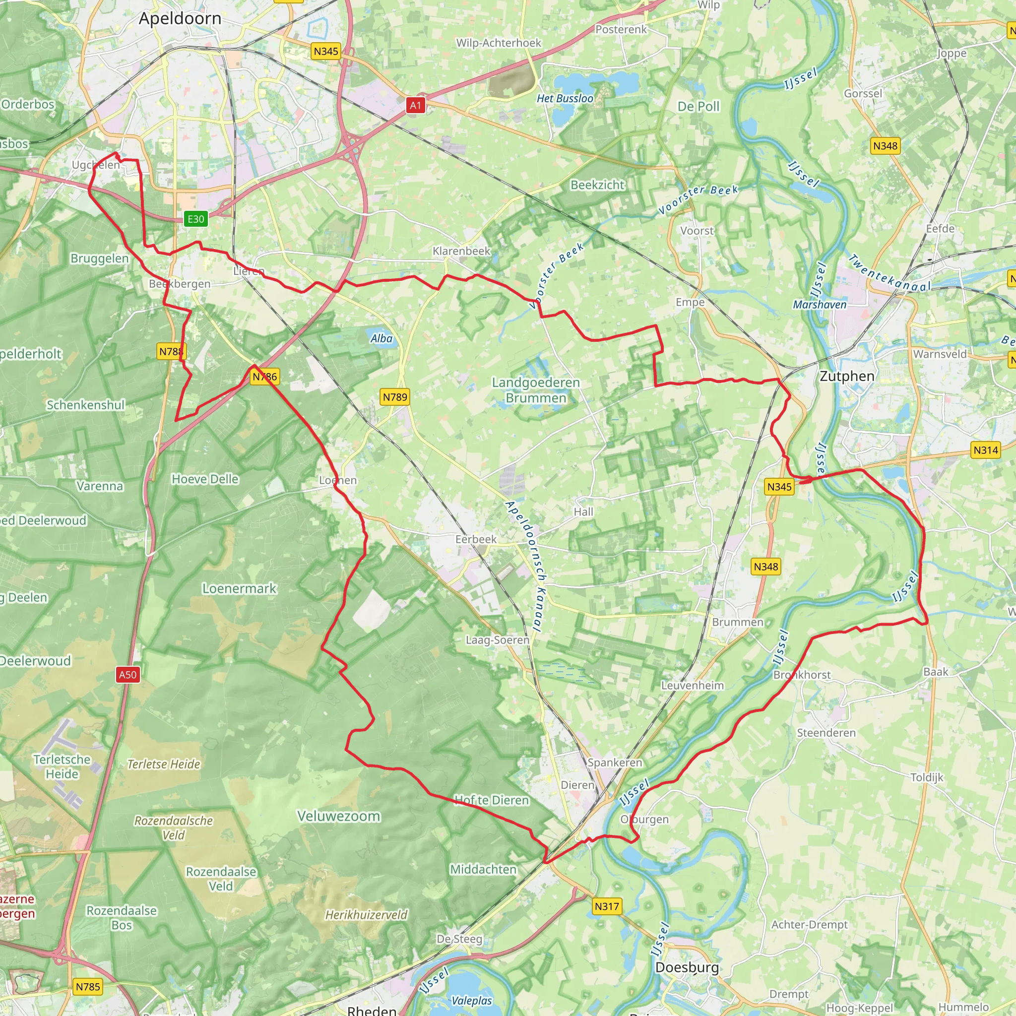 Loenenseweg, Beekbergerweg and Lange Juffer Loop mobile static map
