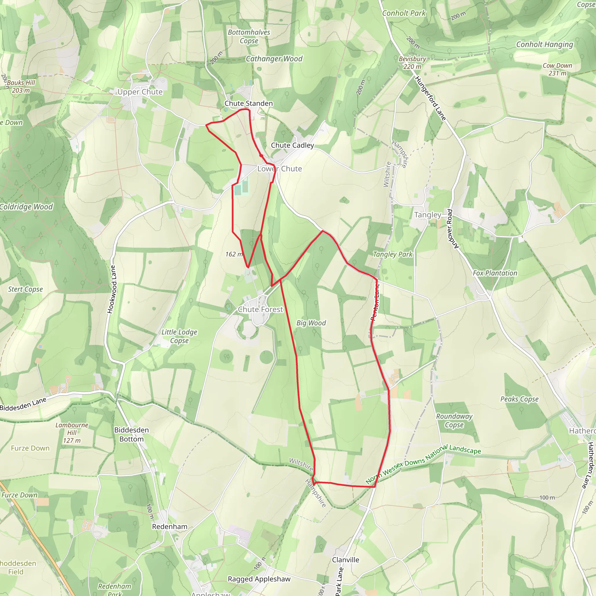 Great Lodge Copse and Big Wood mobile static map