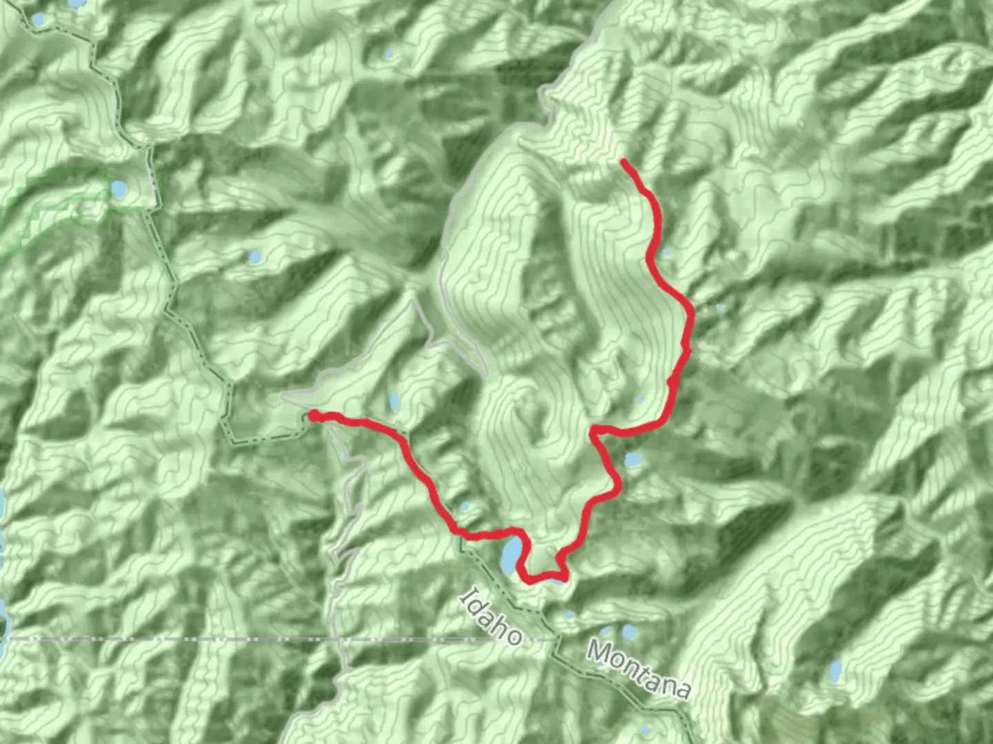 An image depicting the trail Landowner Mountain and Lightning Peak via Lightning-windfall Trail and its surrounding area.