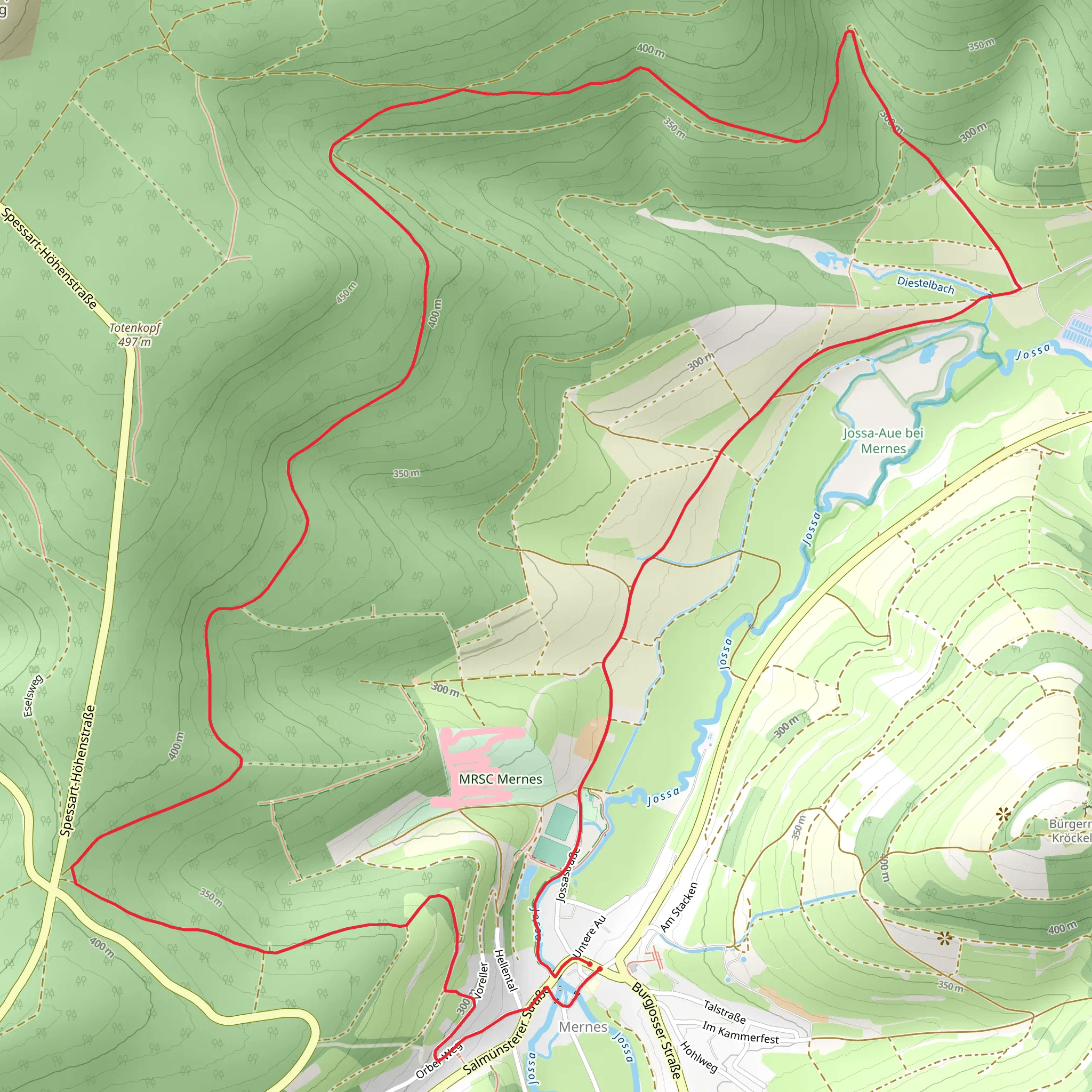 Mernes-Wanderweg Ahorn mobile static map