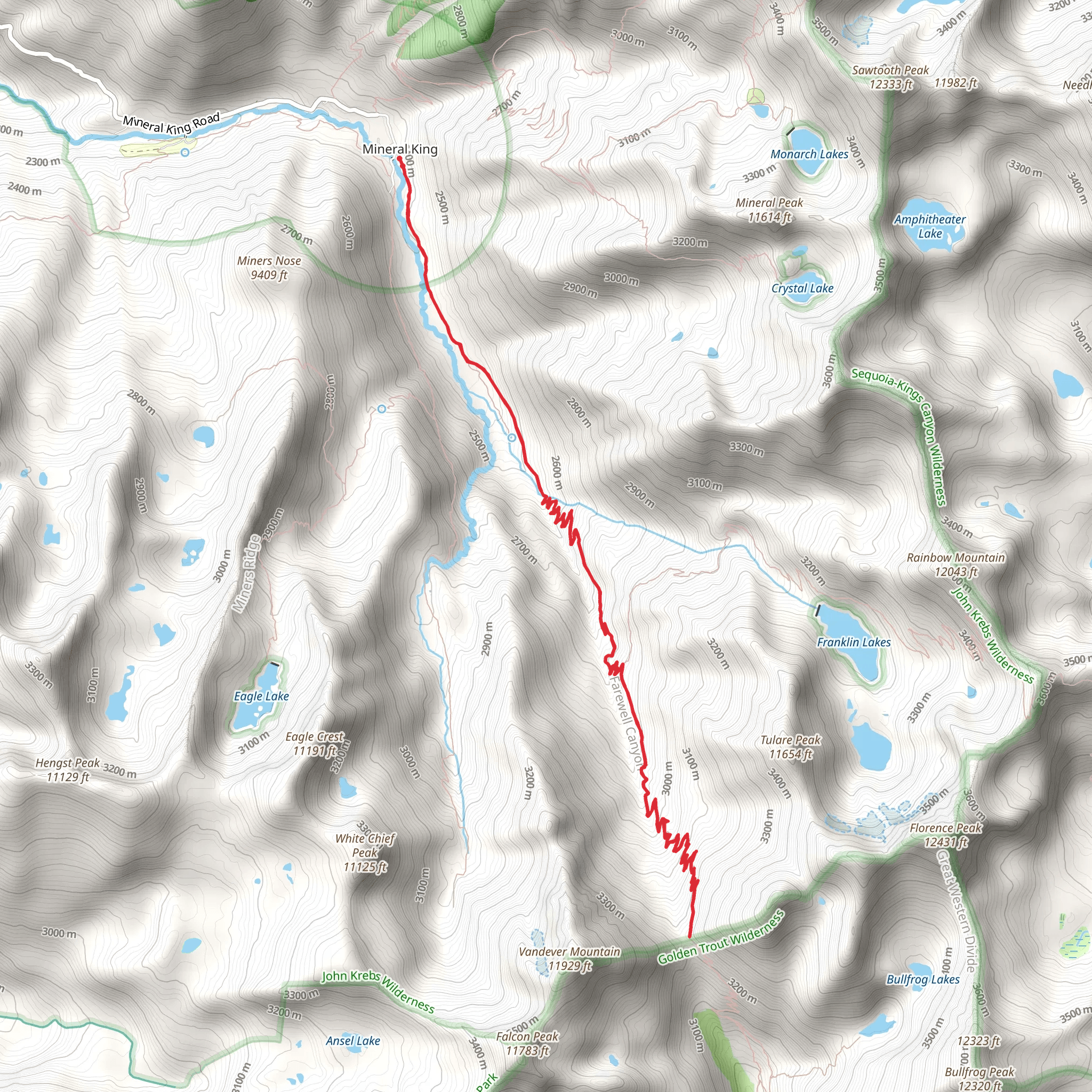 Farewell Gap - Franklin Lakes Trail mobile static map