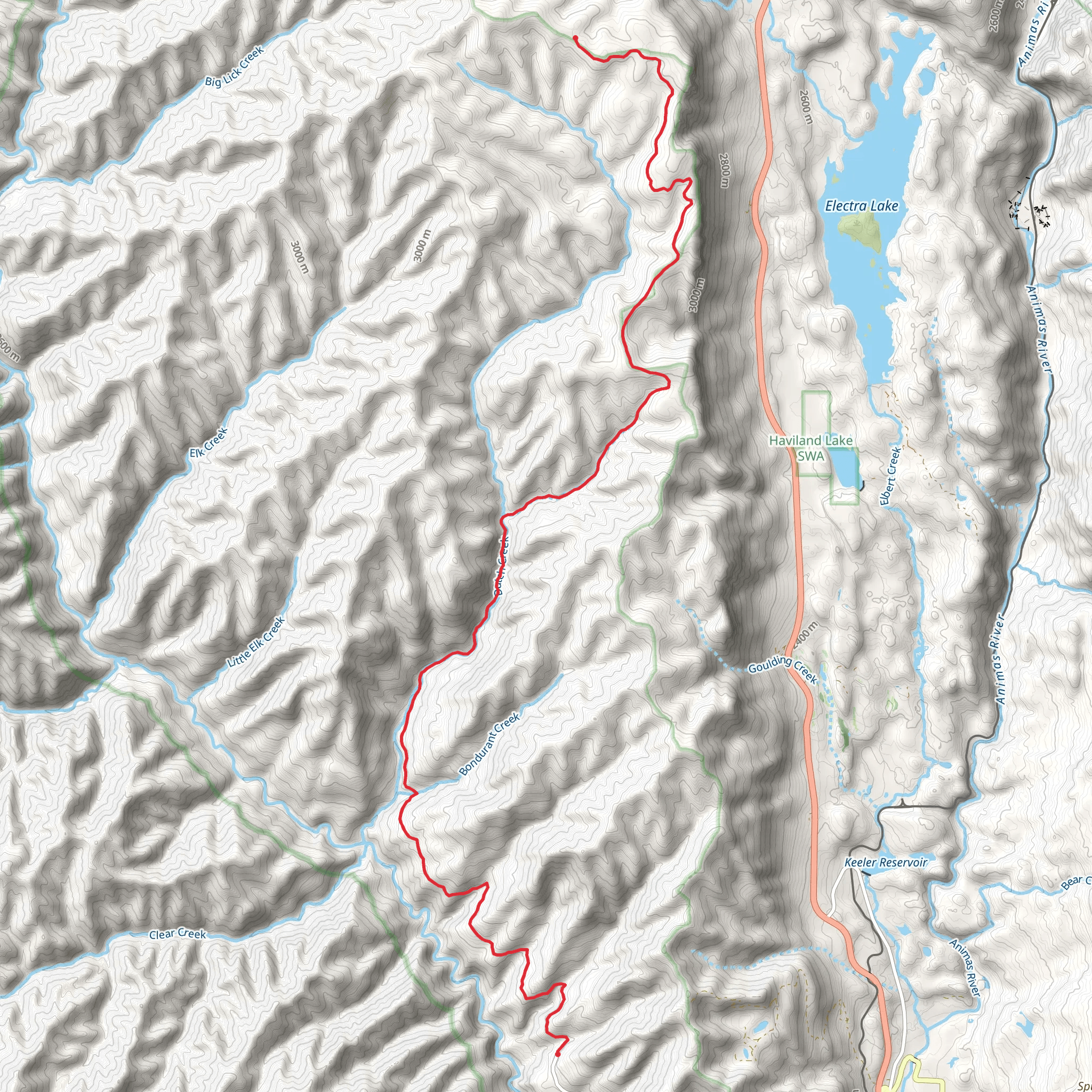Dutch Creek Trail via Hermosa Creek mobile static map