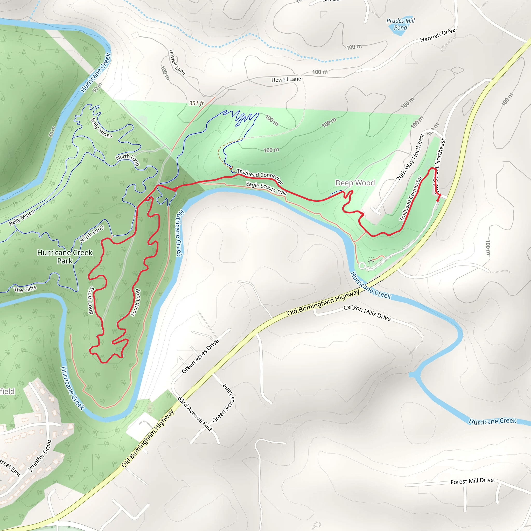 South Loop in Hurricane Creek Park mobile static map