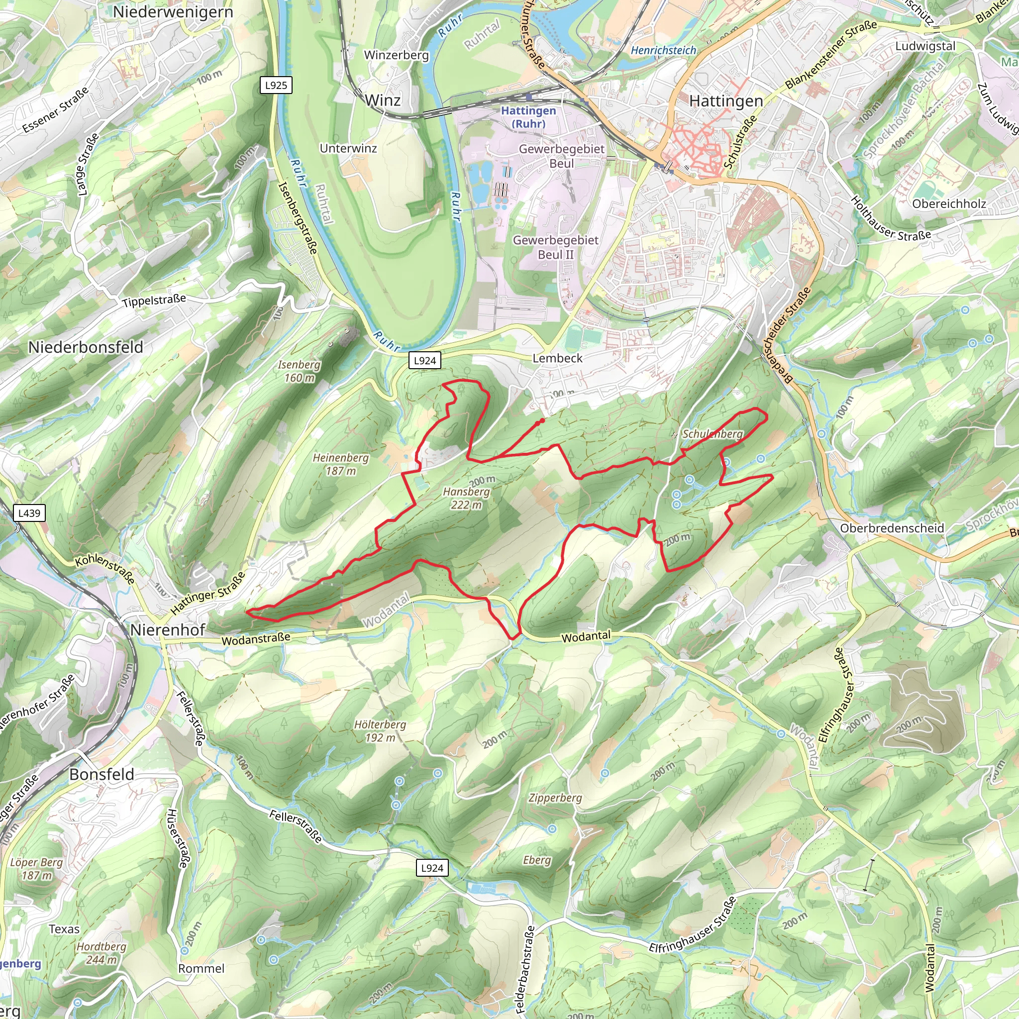 GeoRoute Ruhr and Rund um Hattingen mobile static map