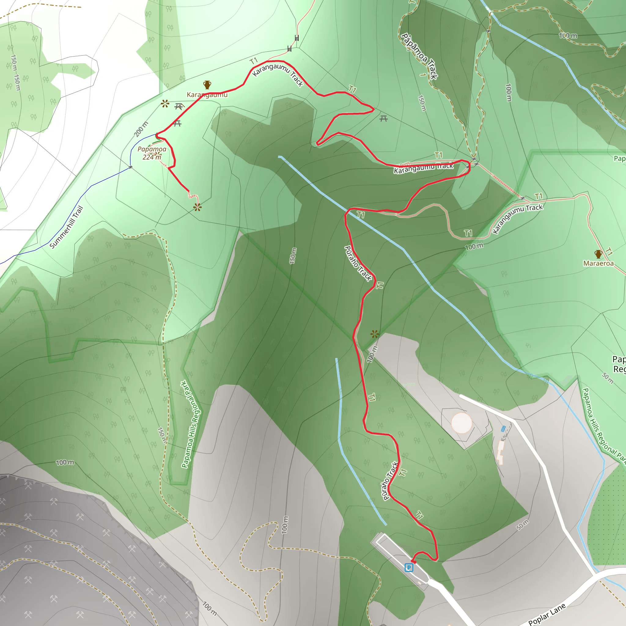 Papamoa Hills Summit Track mobile static map