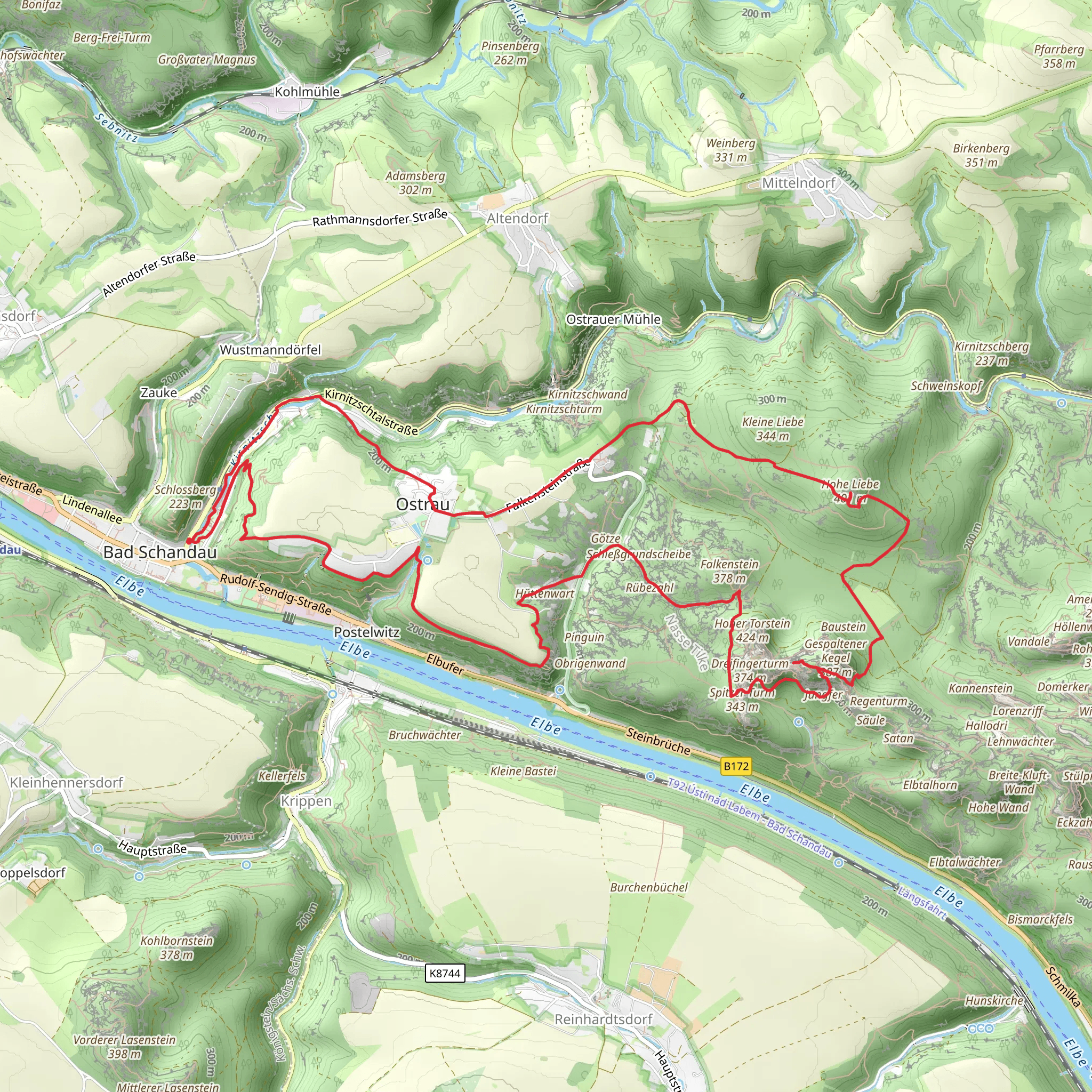 Bad Schandau and Falkenstein Loop mobile static map