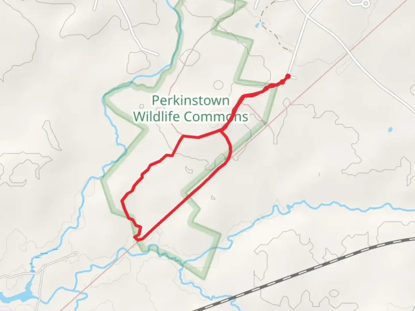 An image depicting the trail Thompson Street Loop and its surrounding area.
