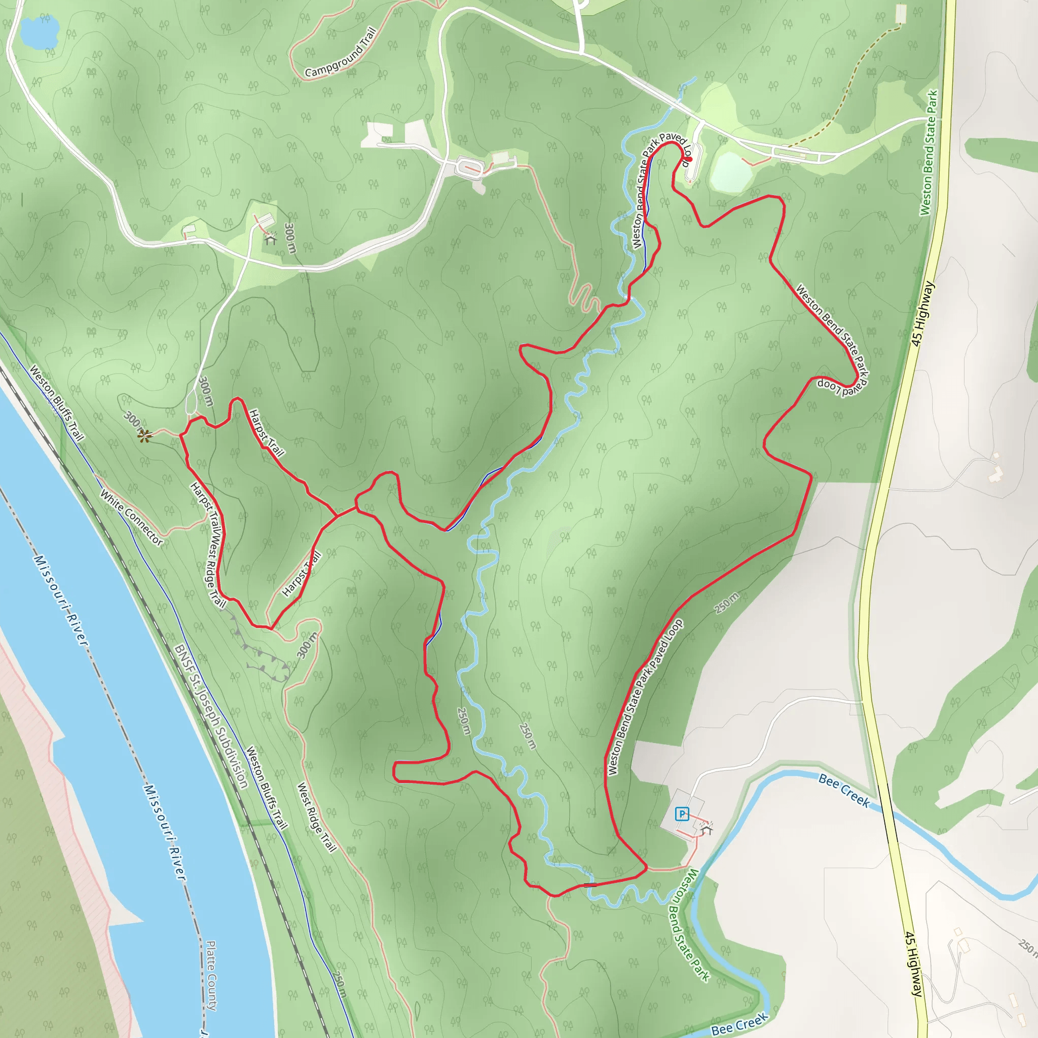 Weston Bend State Park Paved Loop mobile static map