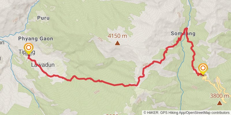 Great Himalayan Trail stage 45 Map