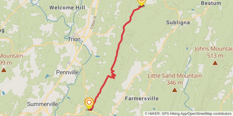 Pinhoti Trail stage 21 Map