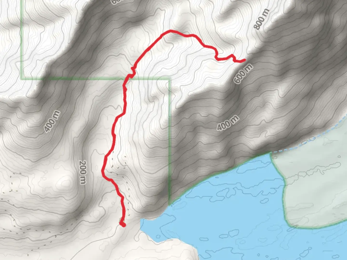 An image depicting the trail Sheridan Glacier Overlook and its surrounding area.