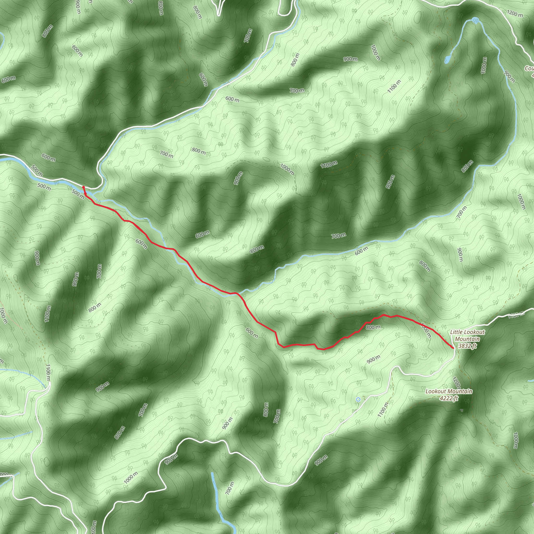 Little Lookout Mountain via East Fork Trail mobile static map