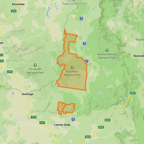 Bald Rock National Park mobile static map