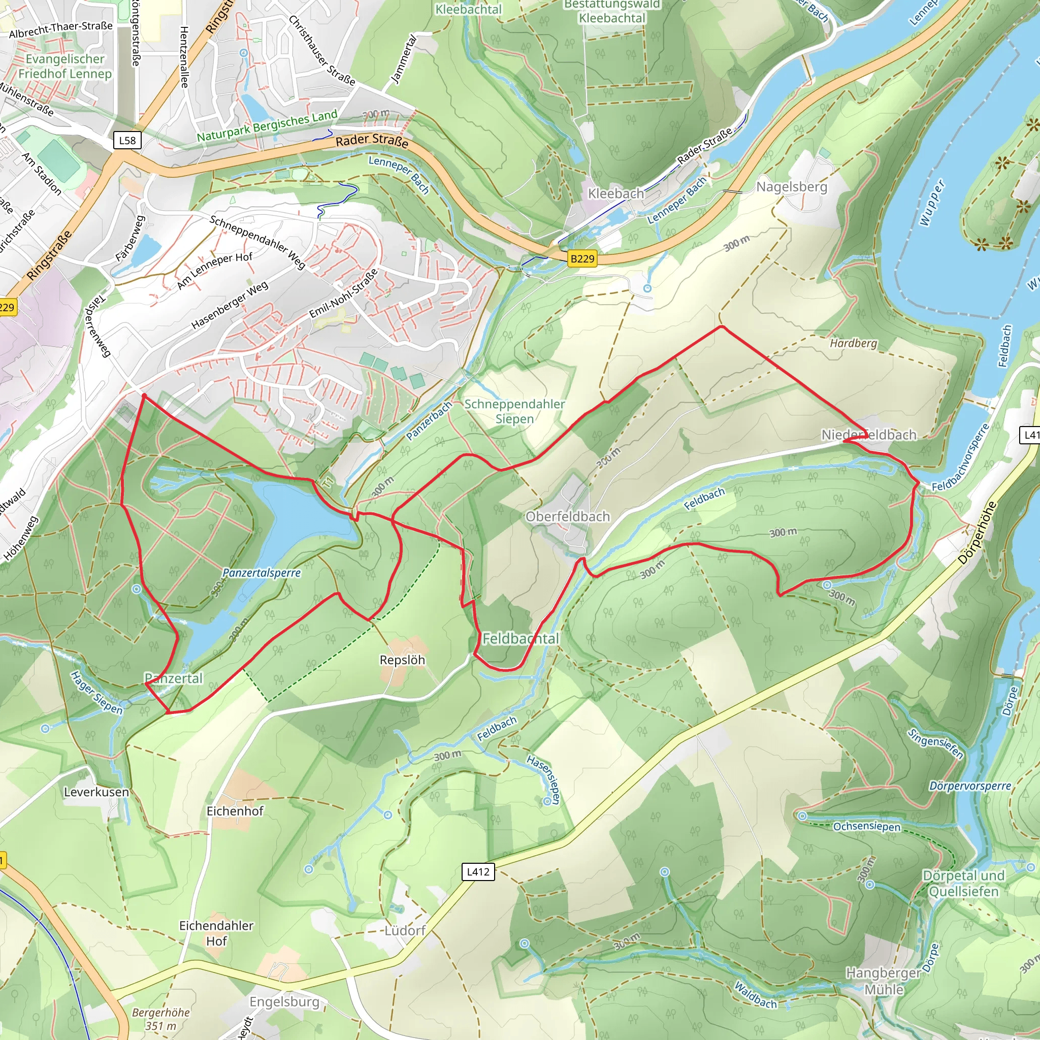 Panzertalsperre and Dorperhohe Loop mobile static map