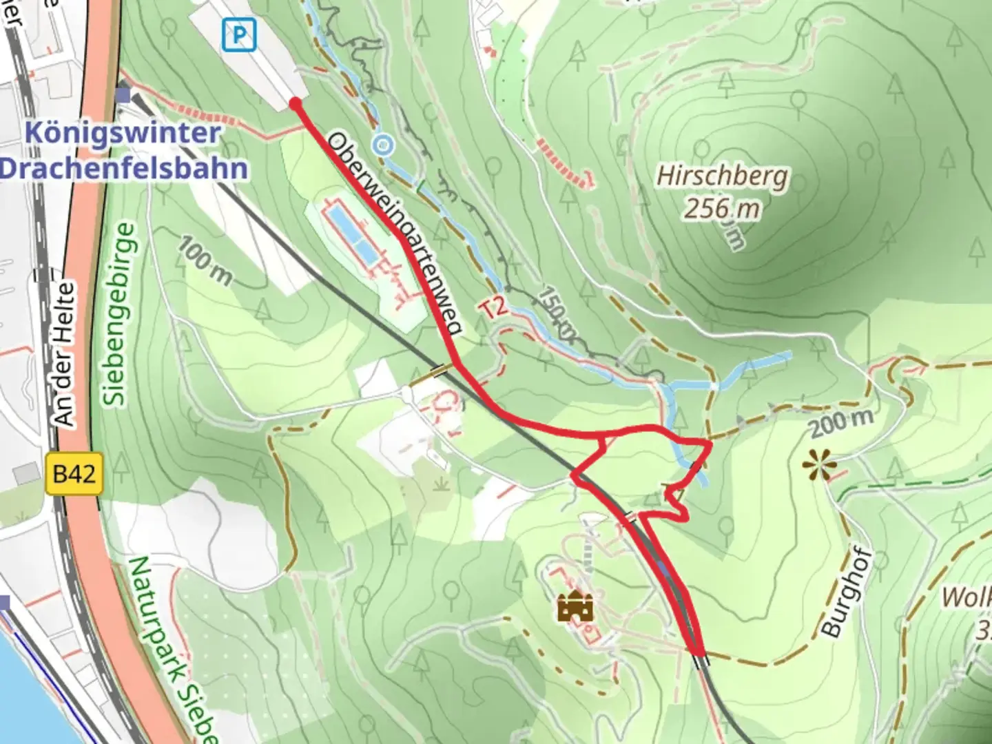 An image depicting the trail Am Kuckstein via Beethoven Wanderweg and its surrounding area.