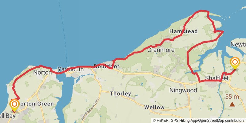Isle of Wight Coastal Path stage 2 Map