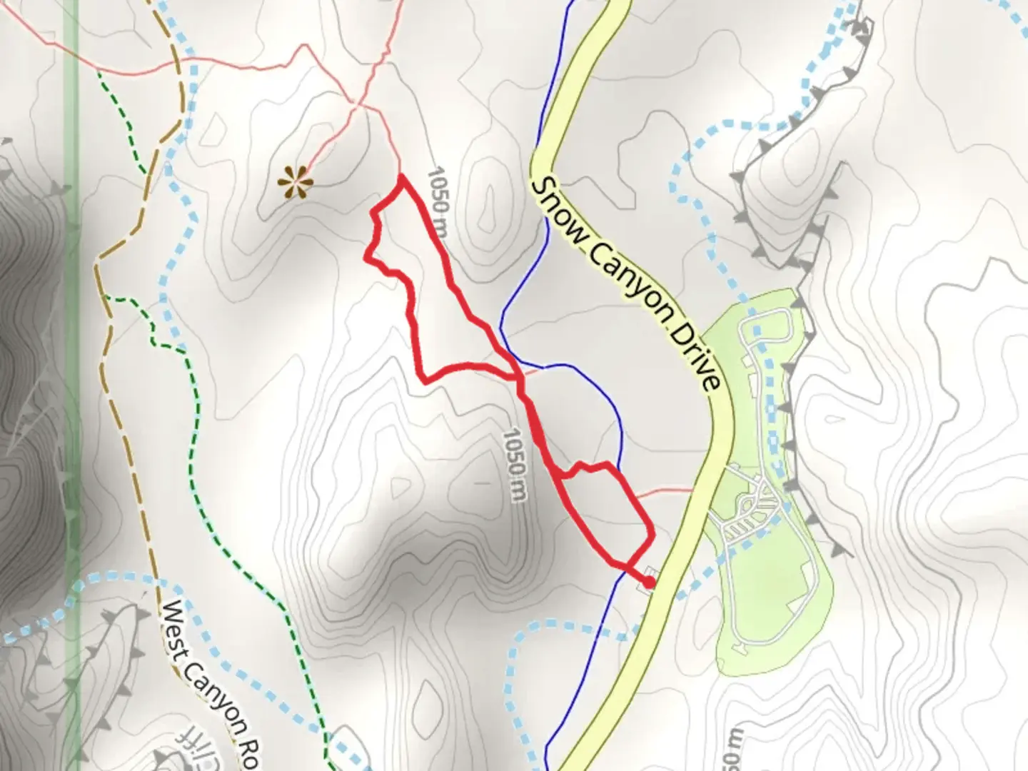 An image depicting the trail Hidden Pinyon Loop Trail and its surrounding area.