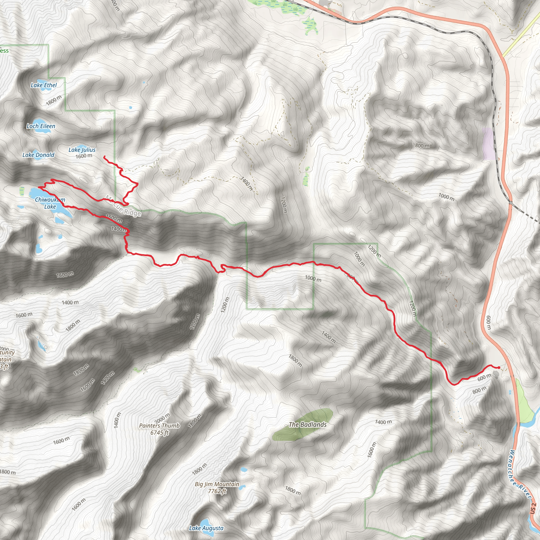 Mc Cue Ridge Trail via Chiwaukum Creek Trail mobile static map
