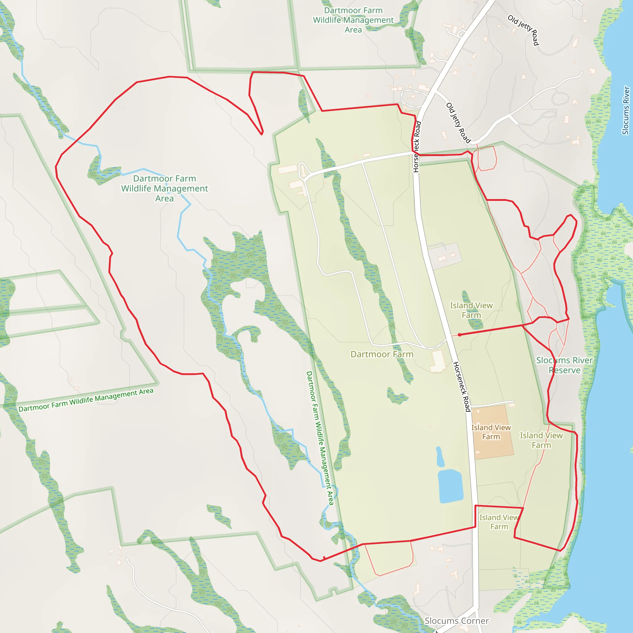Slocums River and Horse Neck Loop mobile static map