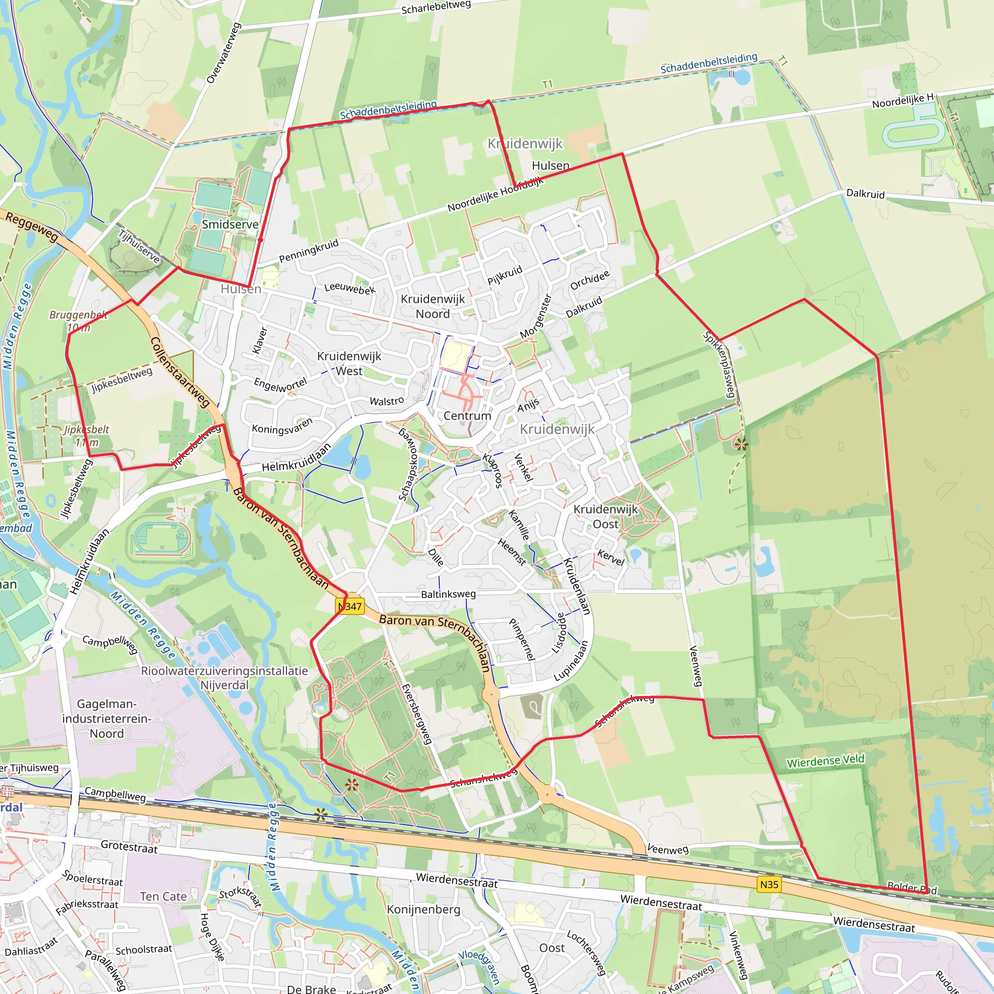 Jonkerkampbos and Nijverdal Loop mobile static map