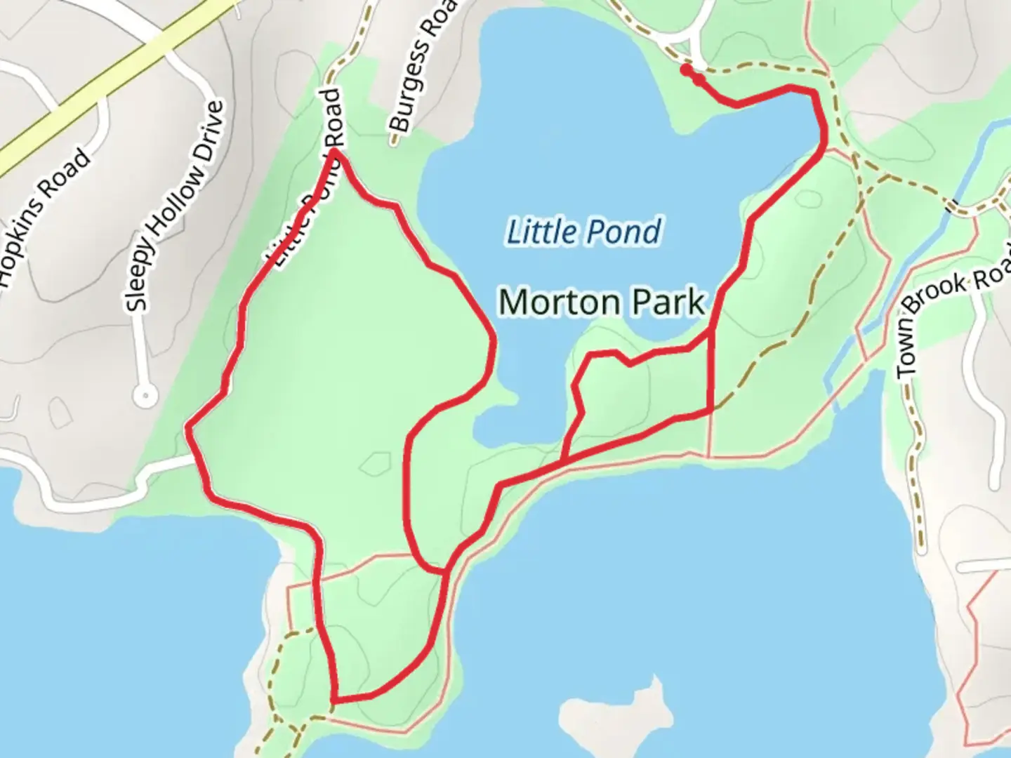 An image depicting the trail Morton Park Road Loop and its surrounding area.