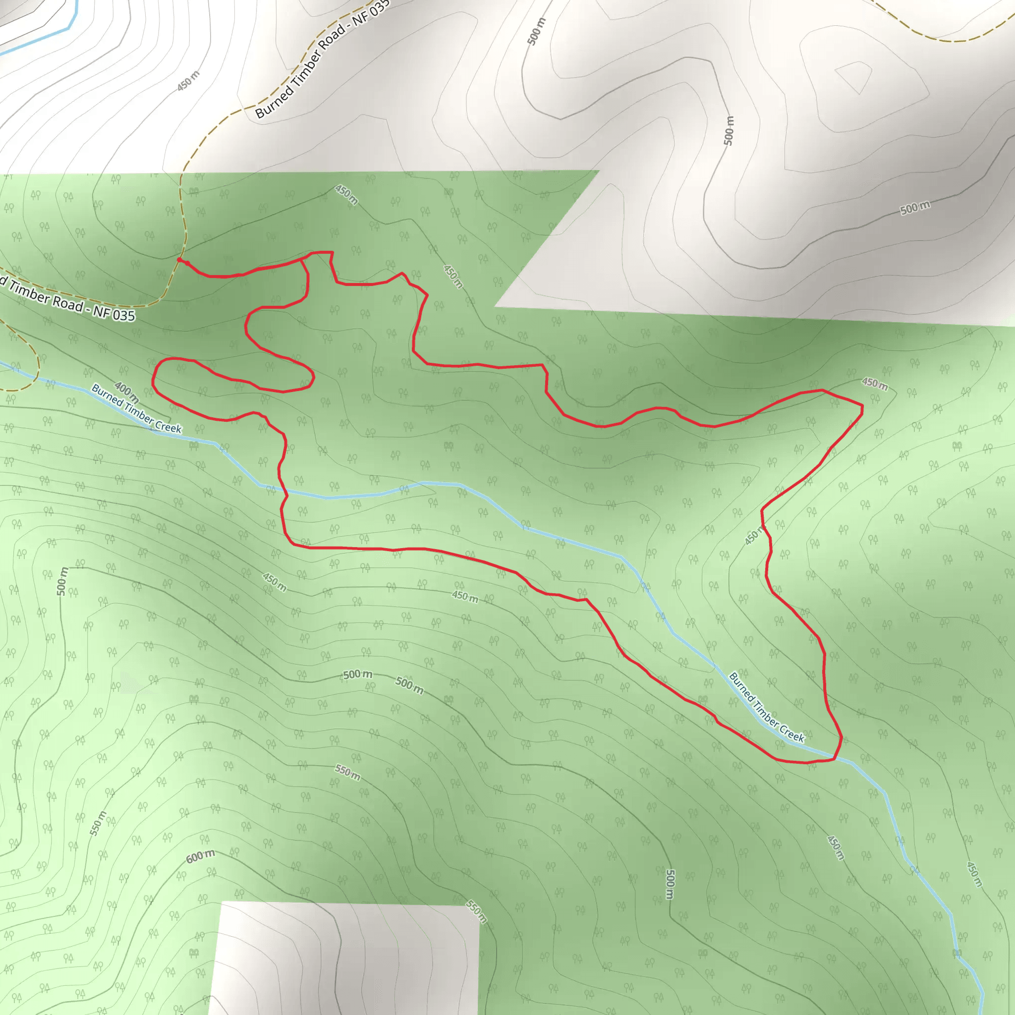 Burned Timber Interpretive Loop Trail mobile static map