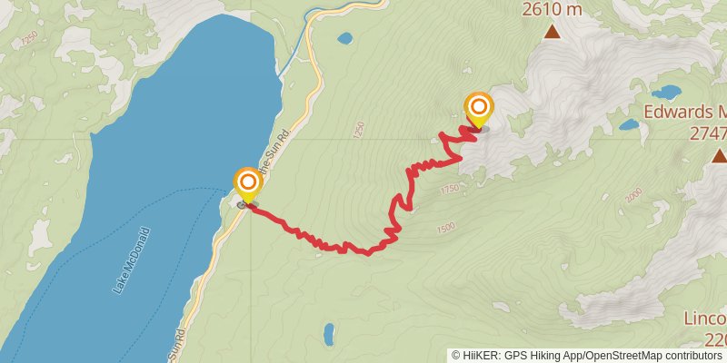 Mount Brown via Gunsight Pass Trail stage 2 Map