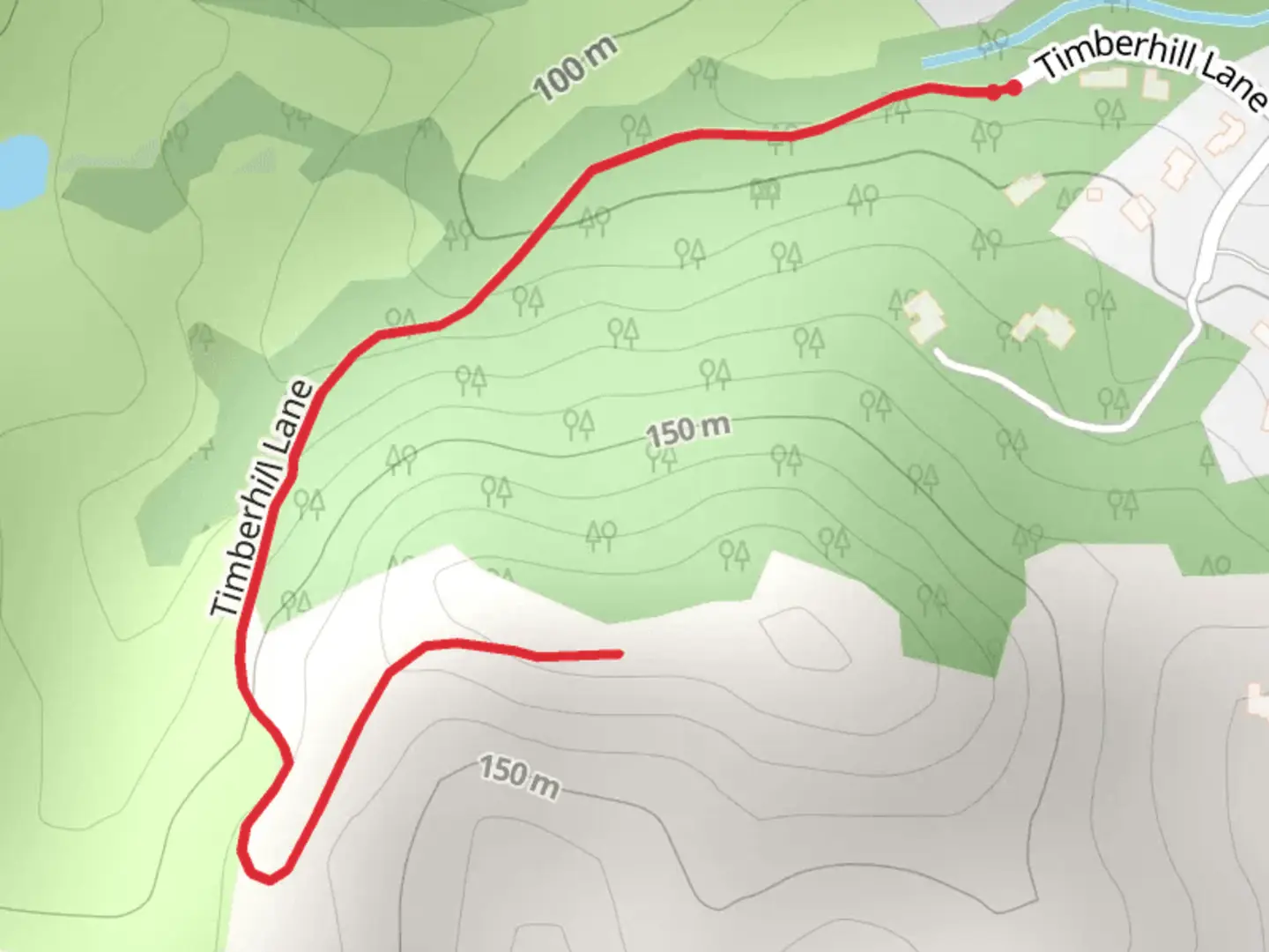 An image depicting the trail Timberhill Lane and its surrounding area.