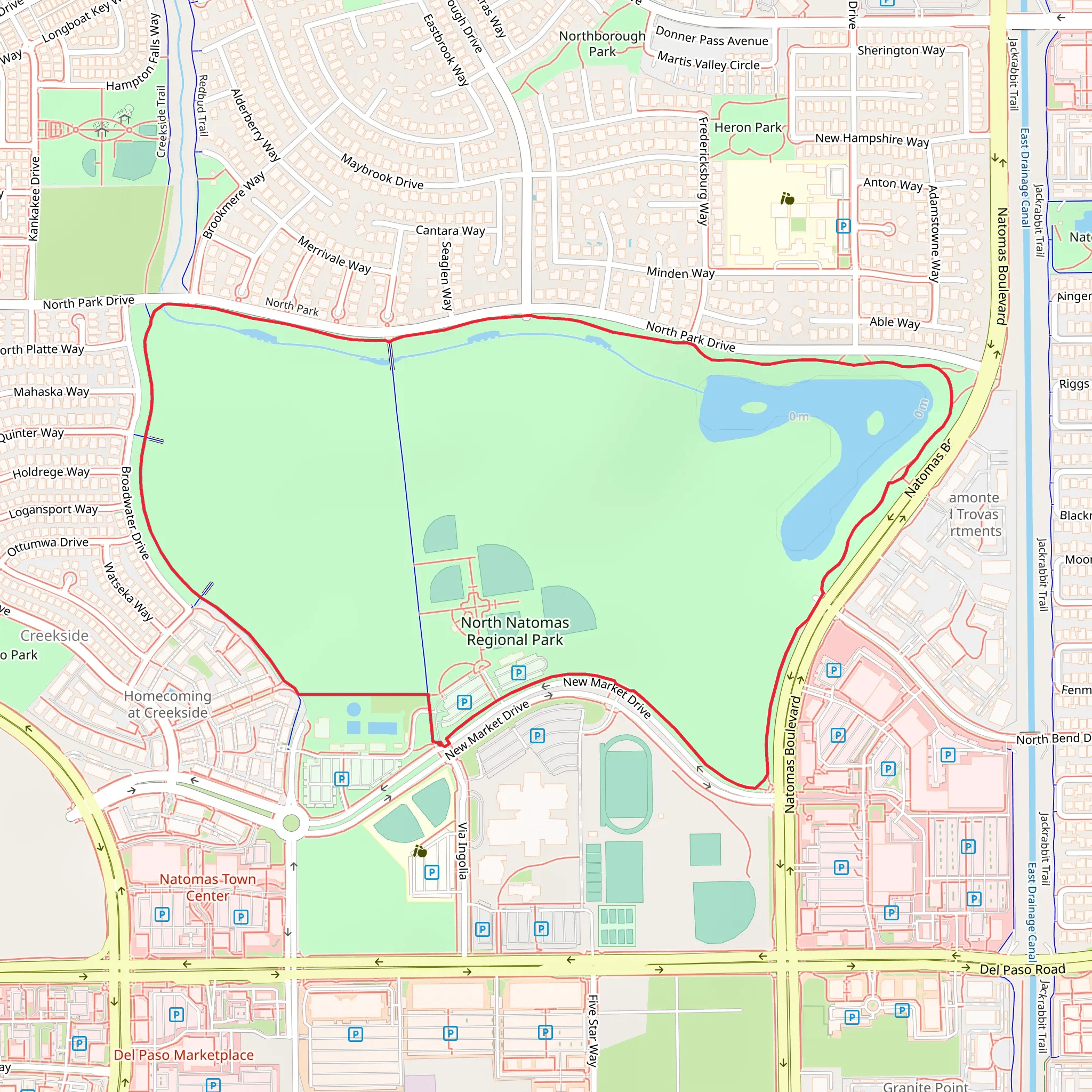 North Natomas Regional Park Loop mobile static map