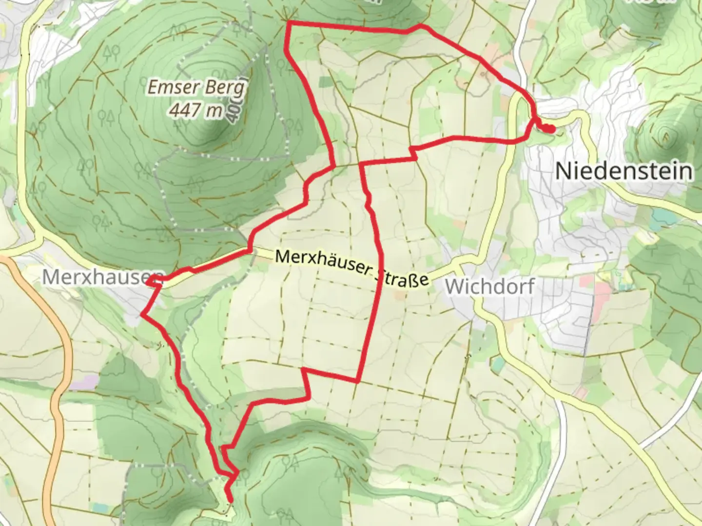 An image depicting the trail Ederseeweg and Niedenstein Loop and its surrounding area.