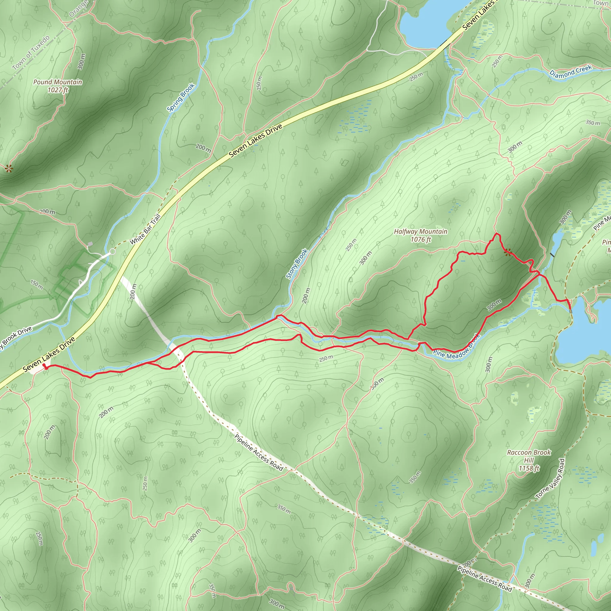Pine Meadow Lake and Stony Brook via Pine Meadow Trail mobile static map