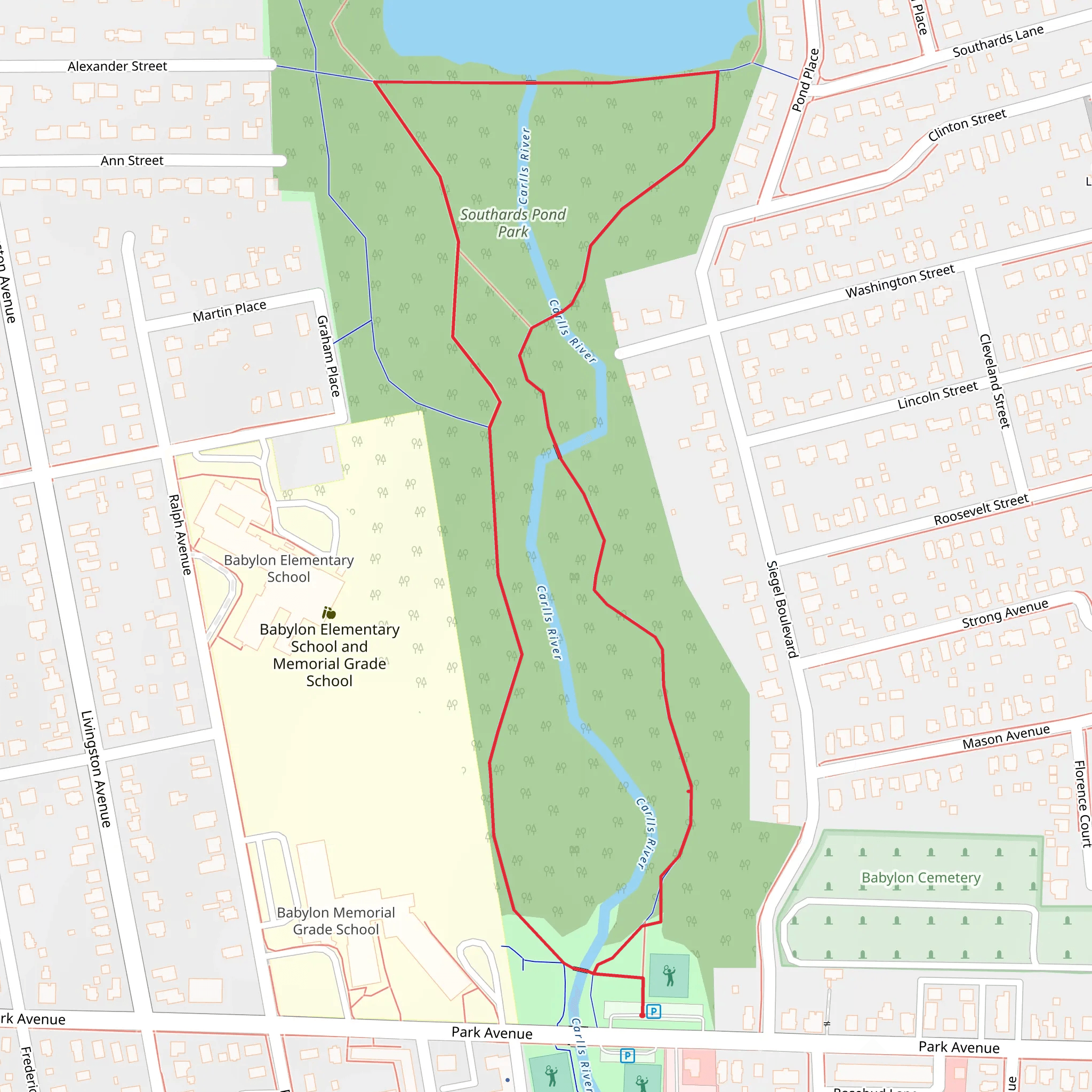 Southards Pond and Belmont Lake State Park Loop Trail mobile static map