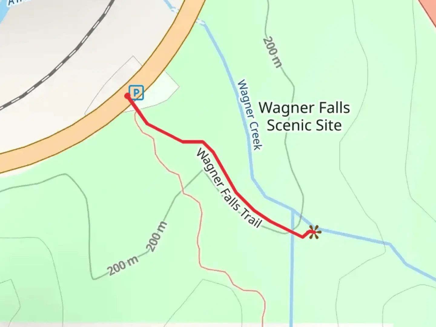 An image depicting the trail Wagner Falls Scenic Site and its surrounding area.