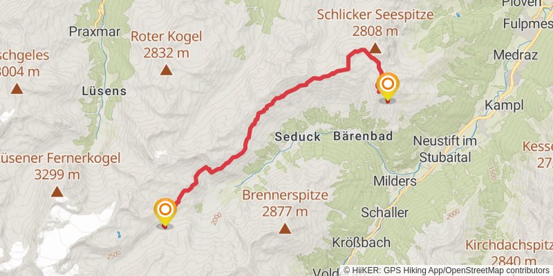 Stubai High Trail stage 8 Map
