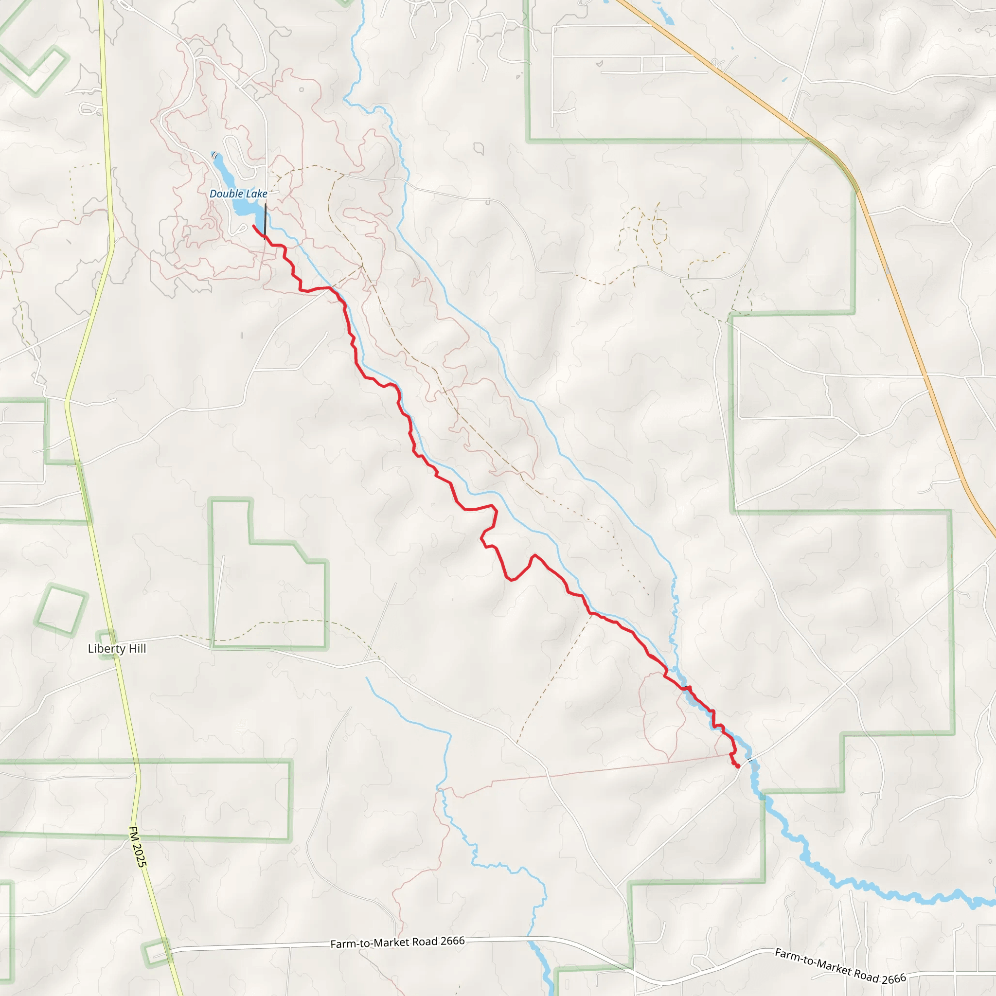 Double Lake via Lone Star Hiking Trail mobile static map