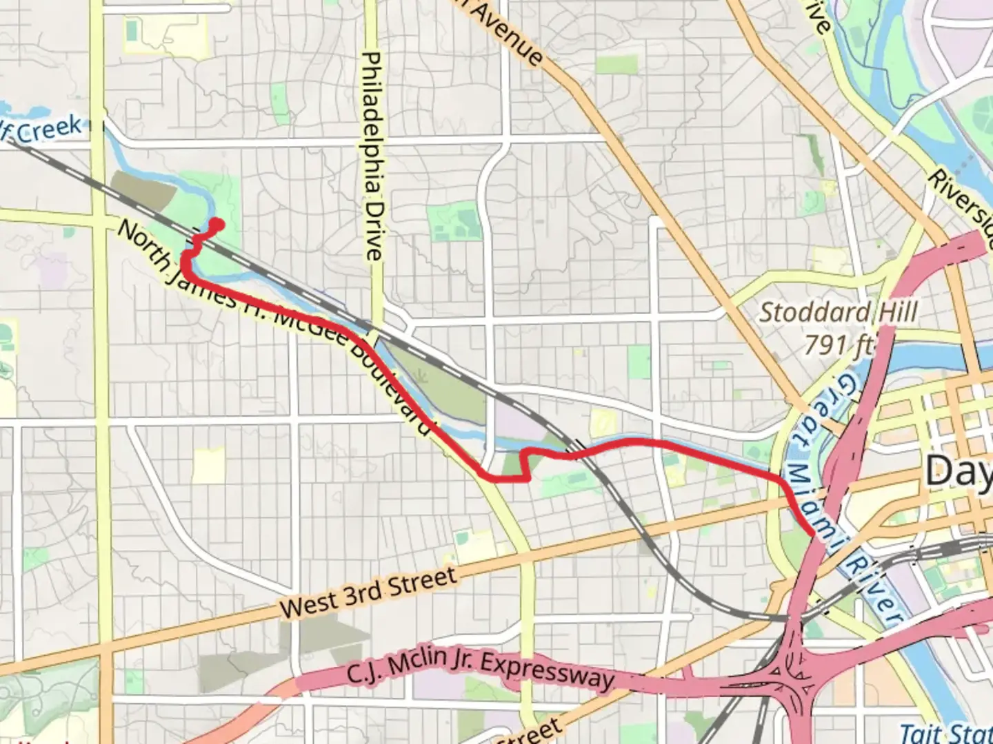 An image depicting the trail Wolf Creek Trail from Wesleyan Metropark and its surrounding area.