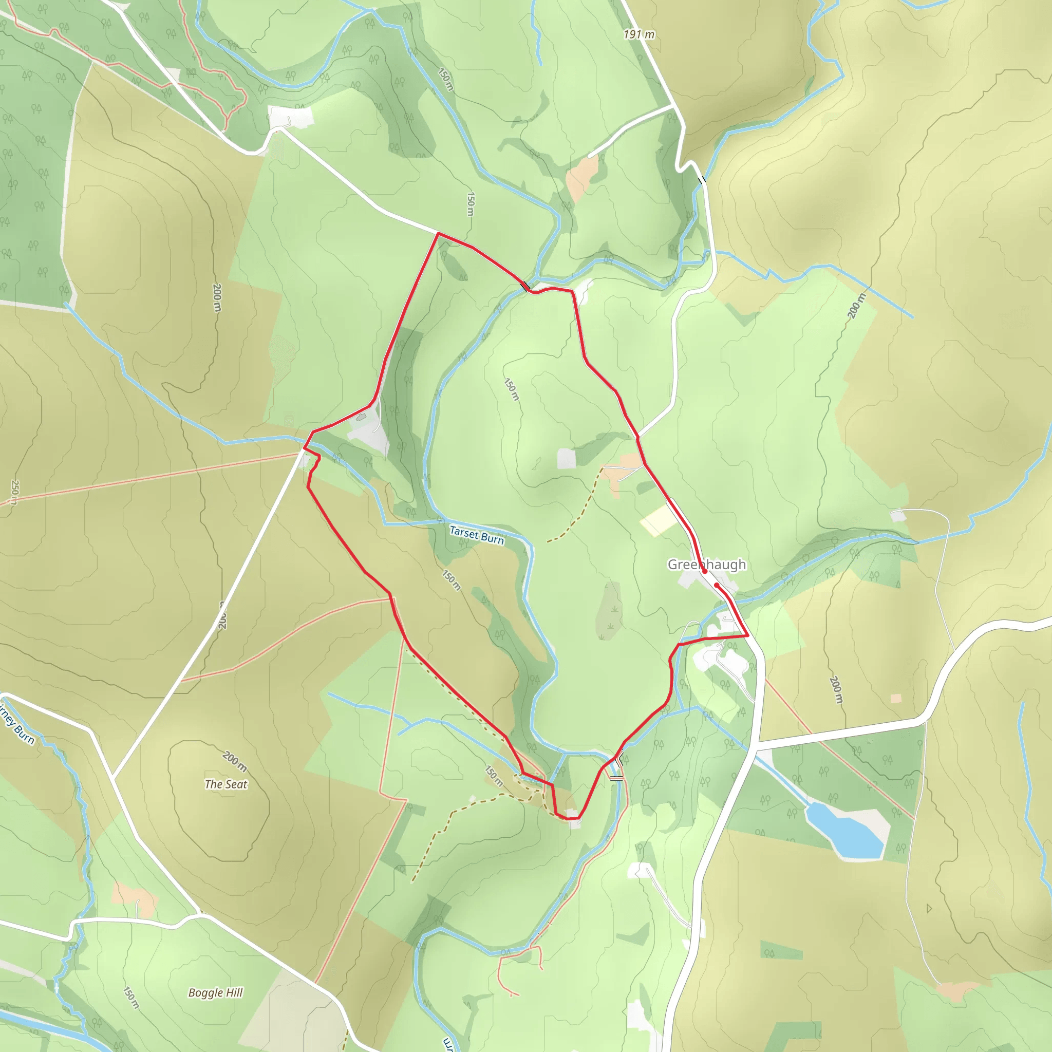 Greenhaugh and Thorneyburn Walk mobile static map