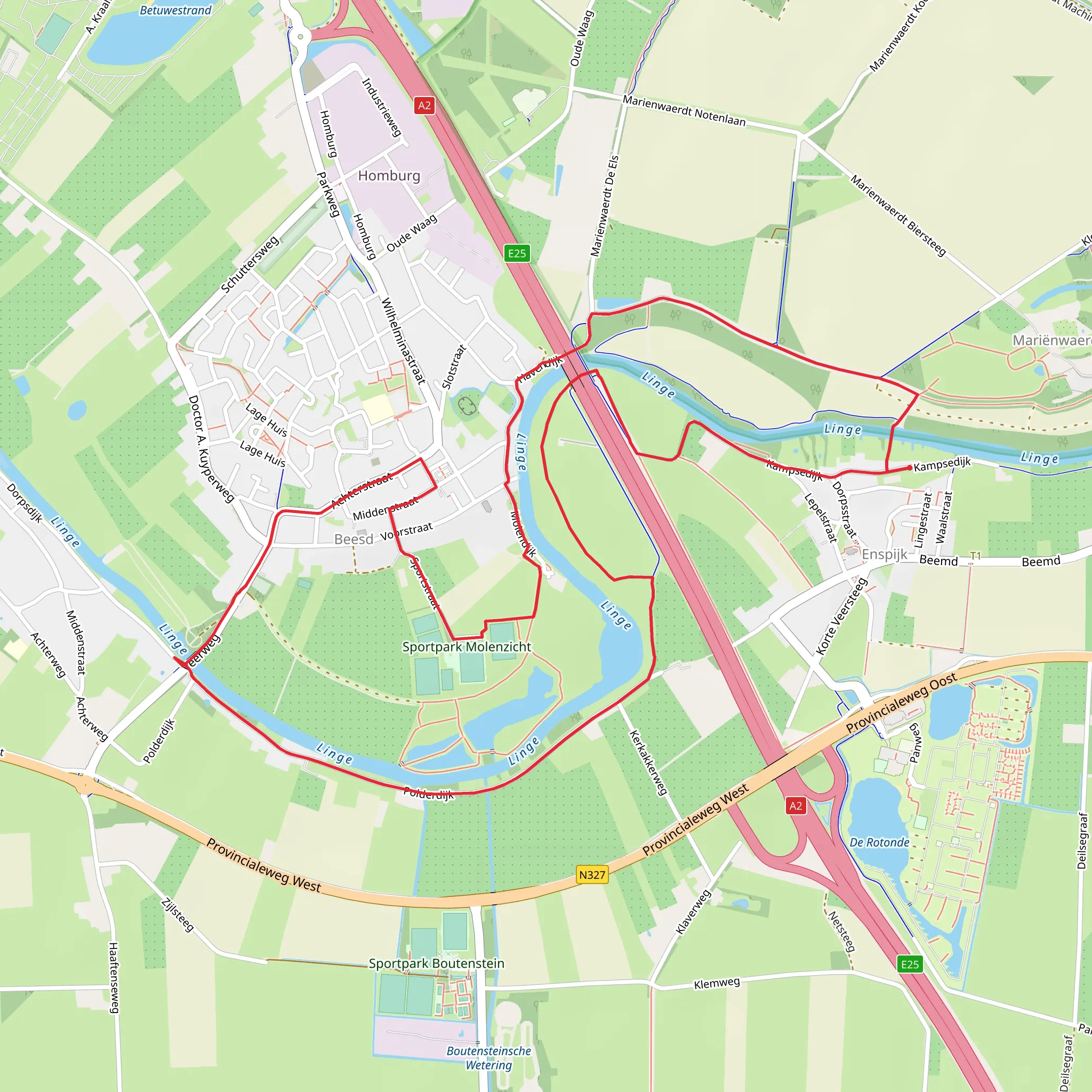 Linge and Blauwe Huisbrug Loop mobile static map